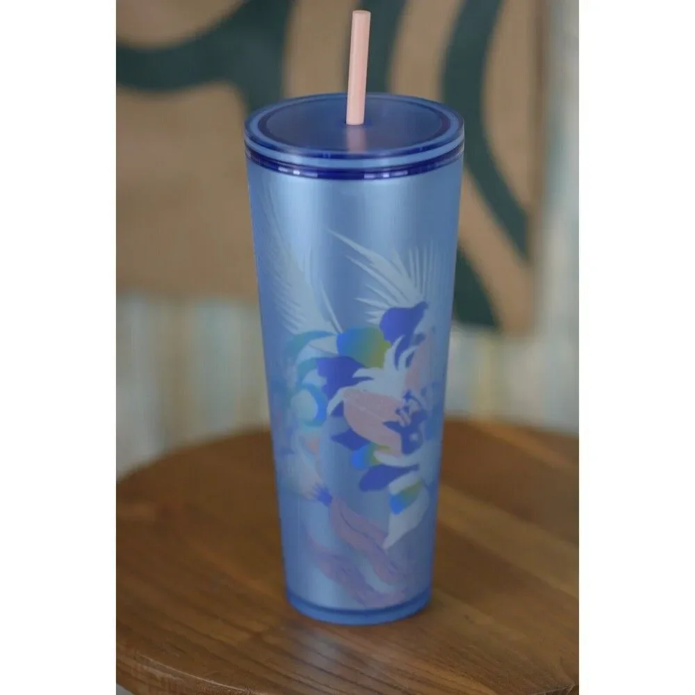 Starbucks Blue Floral Soft Touch Cold Cup Venti 24oz